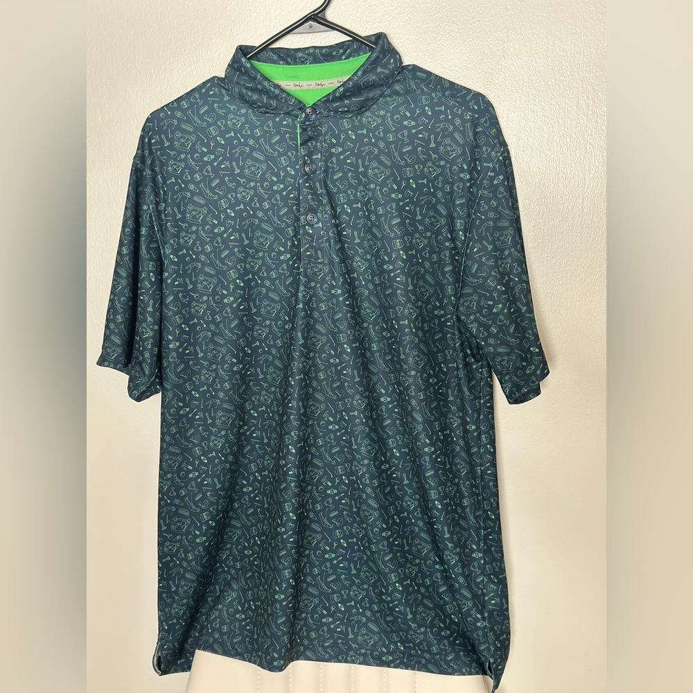 Walter Hagen Polo Shirt Men's Medium Multi Golf Print Short Sleeve Collared Logo